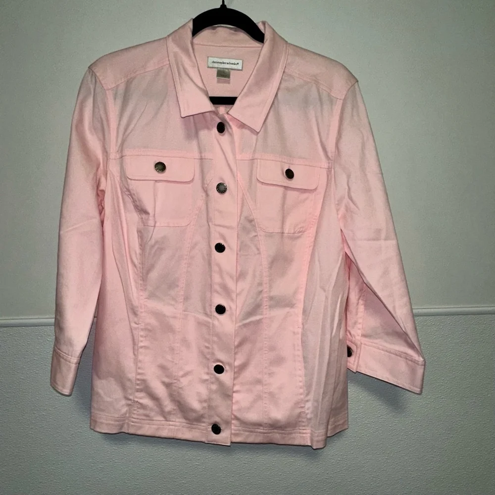 Women's Christopher & Banks Pink Button Down Jacket Size L - Picture 7 of 7